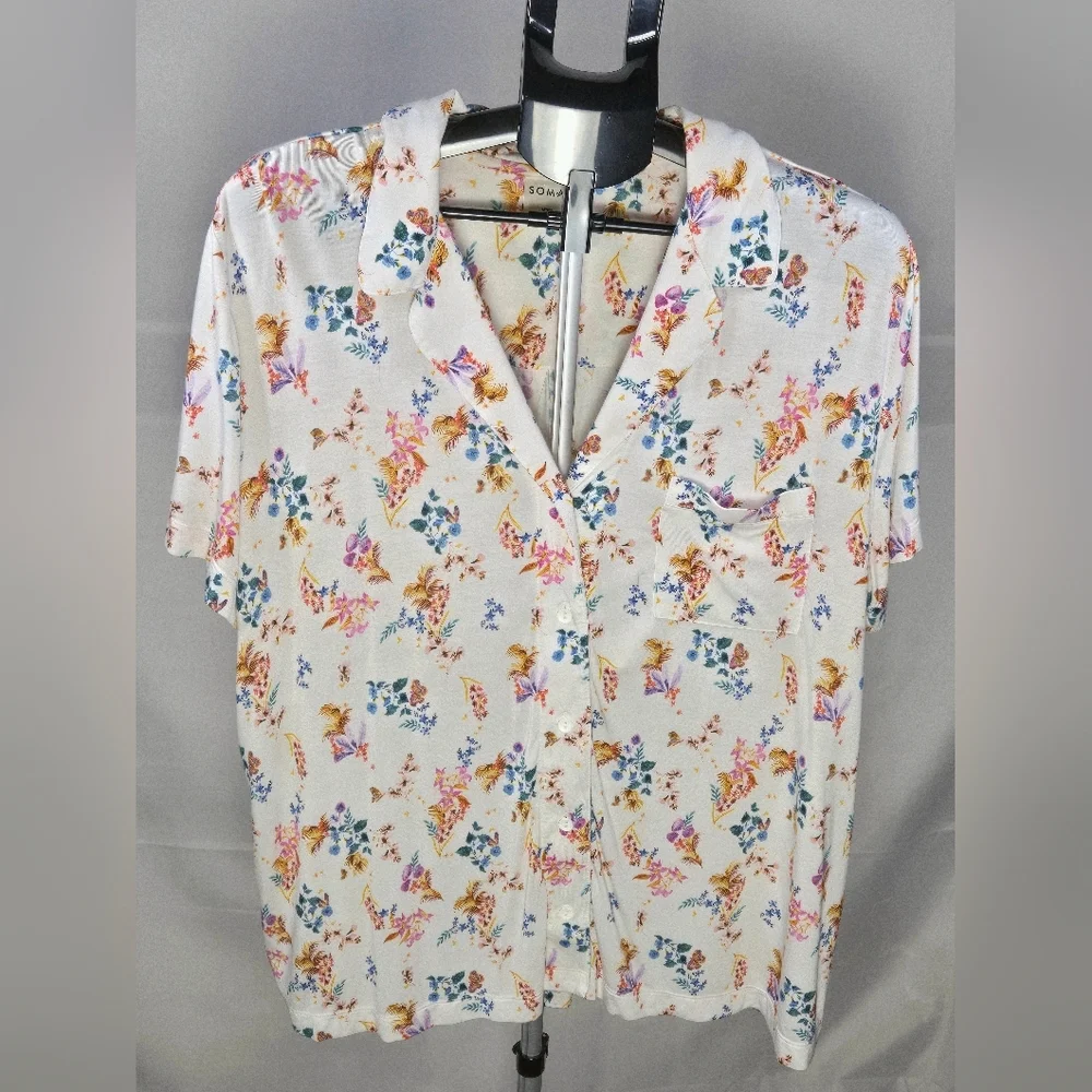 Soma Floral Cottagecore‎ Loungewear Luxe Pajama Top, XXL